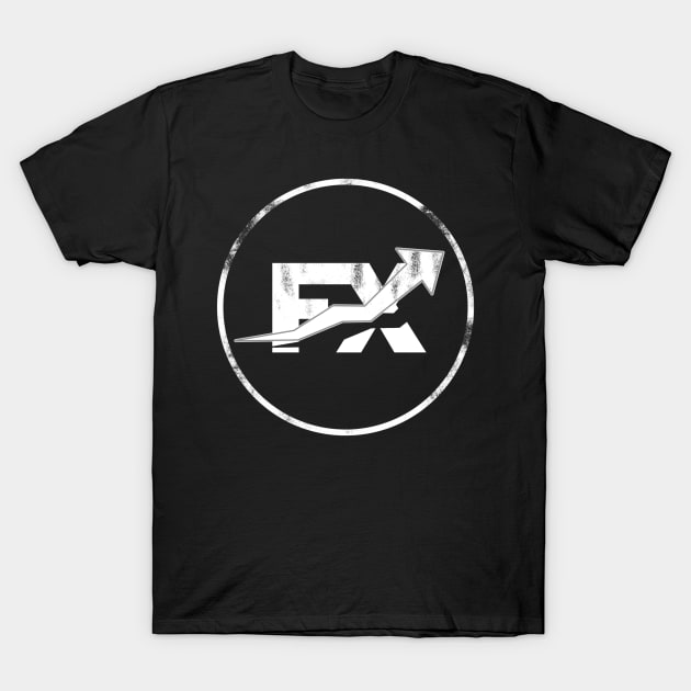 Fx , forex or foreign exchange trading round distressed logo T-Shirt by Guntah